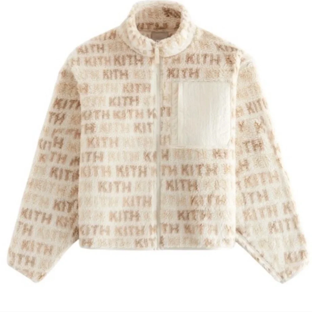 Kith Cream and Tan Logo Fleece Jacket - Picture 1 of 4